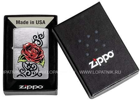 зажигалка zippo лучшая цена 2023 с покрытием brushed chrome, латунь/сталь, серебристая, 38x13x57 мм 48790 Zippo