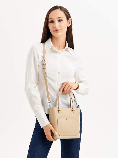 JS-8130-61 бежевая сумка женская (кожа) Jane's Story Jane's Story, Артикул: JS-8130-61 фото №1