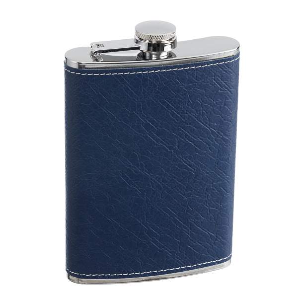 Набор S.Quire фляга 0,24 л, 4 стопки, воронка, сталь, искусственная кожа, синий FLS008 S.QUIRE, Артикул: FLS008 фото №1
