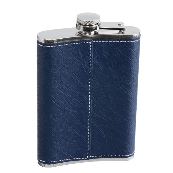Набор S.Quire фляга 0,24 л, 4 стопки, воронка, сталь, искусственная кожа, синий FLS008 S.QUIRE, Артикул: FLS008 фото №1