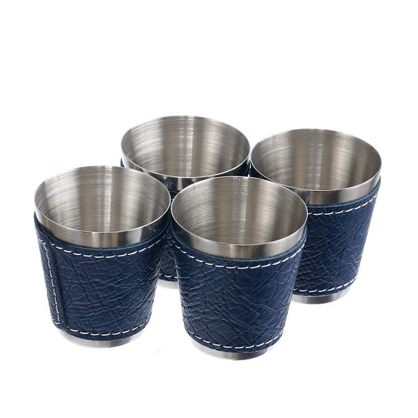 Набор S.Quire фляга 0,24 л, 4 стопки, воронка, сталь, искусственная кожа, синий FLS008 S.QUIRE, Артикул: FLS008 фото №1