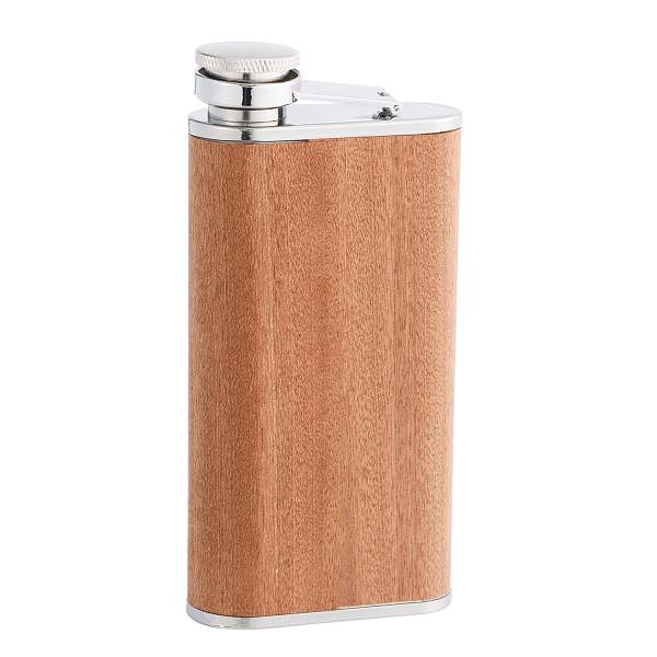 Фляга S.Quire 0,27 л, сталь+вставка под дерево, коричневая W002-9 S.QUIRE, Артикул: W002-9 фото №1