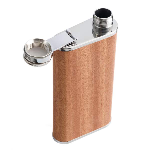Фляга S.Quire 0,27 л, сталь+вставка под дерево, коричневая W002-9 S.QUIRE, Артикул: W002-9 фото №1