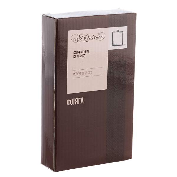 Фляга S.Quire 0,27 л, сталь+вставка под дерево, коричневая W002-9 S.QUIRE, Артикул: W002-9 фото №1