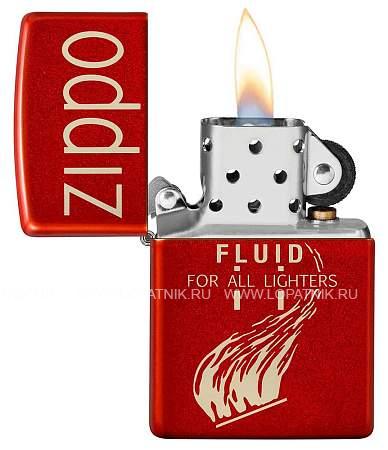 зажигалка zippo retro с покрытием metallic red, латунь/сталь, красная, 38x13x57 мм 49586 Zippo