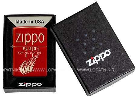 зажигалка zippo retro с покрытием metallic red, латунь/сталь, красная, 38x13x57 мм 49586 Zippo