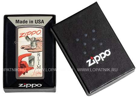 зажигалка zippo slim® с покрытием black ice ®, латунь/сталь, чёрная, глянцевая, 29x10x60 мм 48396 Zippo