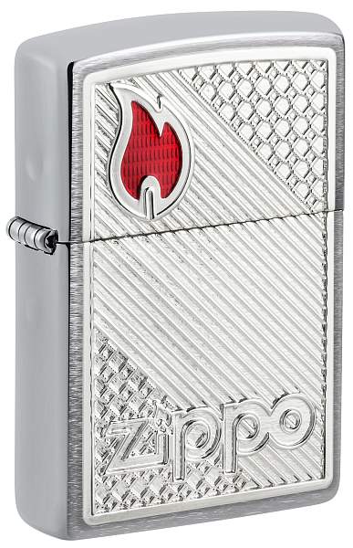 Зажигалка ZIPPO Classic с покрытием Brushed Chrome, латунь/сталь, серебристая, 38x13x57 мм 48126 Zippo, Артикул: 48126 фото №1