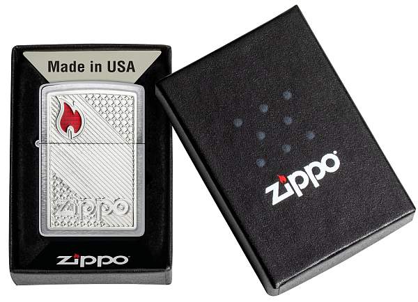 Зажигалка ZIPPO Classic с покрытием Brushed Chrome, латунь/сталь, серебристая, 38x13x57 мм 48126 Zippo, Артикул: 48126 фото №1