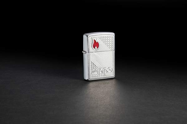 Зажигалка ZIPPO Classic с покрытием Brushed Chrome, латунь/сталь, серебристая, 38x13x57 мм 48126 Zippo, Артикул: 48126 фото №1