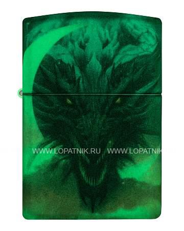 зажигалка zippo dragon design с покрытием glow in the dark green, латунь/сталь, черная, 38x13x57 мм 48934 Zippo