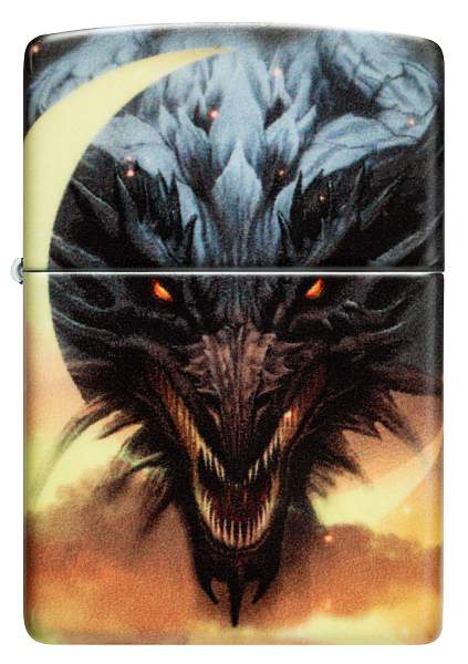 Зажигалка ZIPPO Dragon Design с покрытием Glow In The Dark Green, латунь/сталь, черная, 38x13x57 мм 48934 Zippo, Артикул: 48934 фото №1