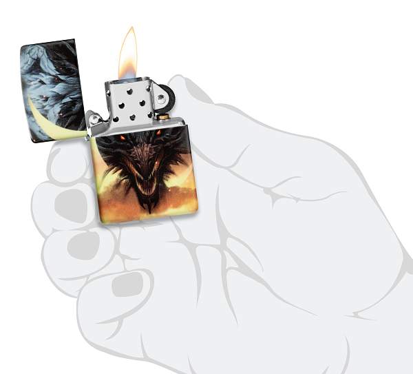 Зажигалка ZIPPO Dragon Design с покрытием Glow In The Dark Green, латунь/сталь, черная, 38x13x57 мм 48934 Zippo, Артикул: 48934 фото №1