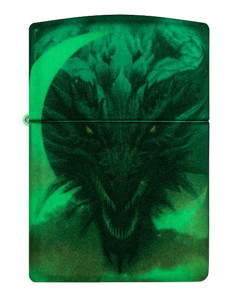 Зажигалка ZIPPO Dragon Design с покрытием Glow In The Dark Green, латунь/сталь, черная, 38x13x57 мм 48934 Zippo, Артикул: 48934 фото №1