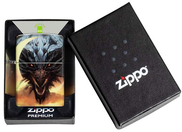 Зажигалка ZIPPO Dragon Design с покрытием Glow In The Dark Green, латунь/сталь, черная, 38x13x57 мм 48934 Zippo, Артикул: 48934 фото №1