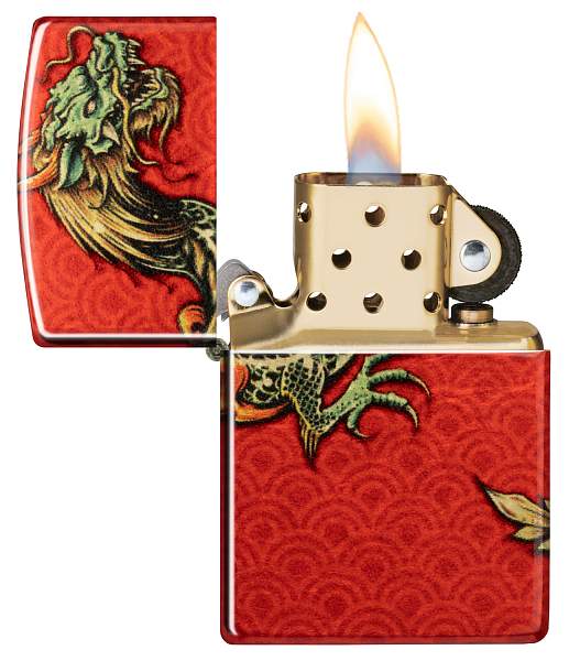 Зажигалка ZIPPO Dragon Design с покрытием 540 Tumbled Brass, латунь/сталь, разноцветная, 38x13x57 мм 48513 Zippo, Артикул: 48513 фото №1