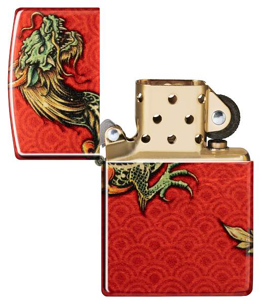 Зажигалка ZIPPO Dragon Design с покрытием 540 Tumbled Brass, латунь/сталь, разноцветная, 38x13x57 мм 48513 Zippo, Артикул: 48513 фото №1