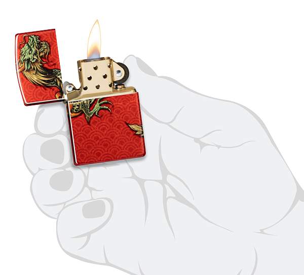 Зажигалка ZIPPO Dragon Design с покрытием 540 Tumbled Brass, латунь/сталь, разноцветная, 38x13x57 мм 48513 Zippo, Артикул: 48513 фото №1