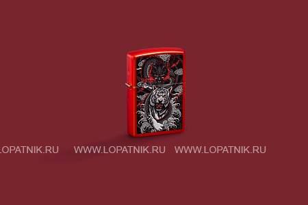 зажигалка zippo dragon tiger design с покрытием metallic red, латунь/сталь, красная, 38x13x57 мм 48933 Zippo