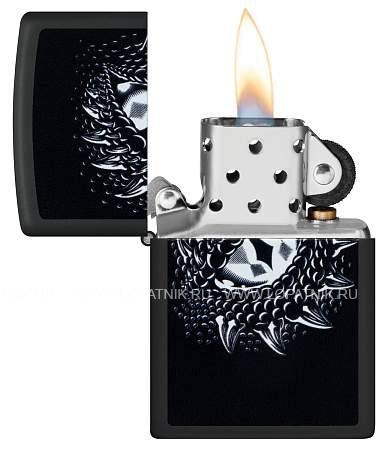 зажигалка zippo dragon eye с покрытием black light, латунь/сталь, черная,матовая 38x13x57 мм 48608 Zippo