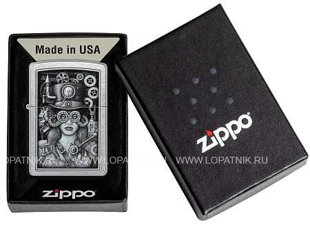 зажигалка zippo steampunk с покрытием street chrome, латунь/сталь, серебристая, 38x13x57 мм 48387 Zippo