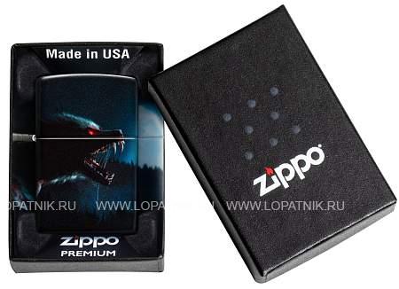 зажигалка zippo horror wolf с покрытием 540 matte, латунь/сталь, черная, 38x13x57 мм 48923 Zippo