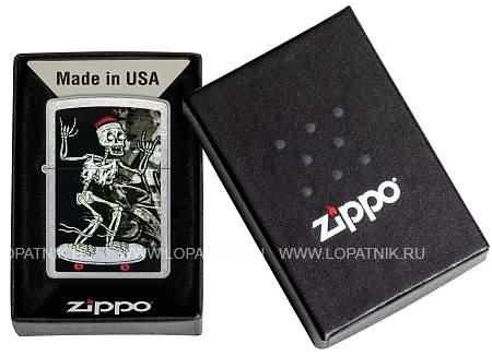 зажигалка zippo skateboard design с покрытием street chrome, латунь/сталь, серебристая, 38x13x57 мм 48911 Zippo