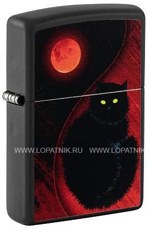 зажигалка zippo black cat с покрытием black matte, латунь/сталь, черная, матовая, 38x13x57 мм 48453 Zippo