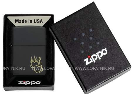 зажигалка zippo fire heart с покрытием black matte, латунь/сталь, черная, матовая, 38x13x57 мм 46004 Zippo