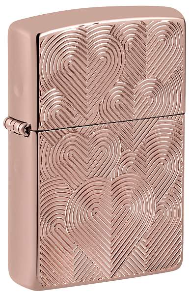 Зажигалка ZIPPO Armor® Hearts с покрытием Rose Gold, латунь/сталь, розовое золото, 38x13x57 мм 48919 Zippo, Артикул: 48919 фото №1