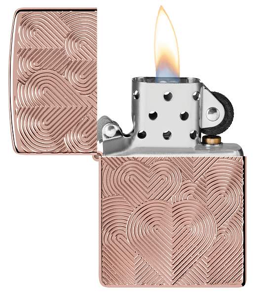 Зажигалка ZIPPO Armor® Hearts с покрытием Rose Gold, латунь/сталь, розовое золото, 38x13x57 мм 48919 Zippo, Артикул: 48919 фото №1