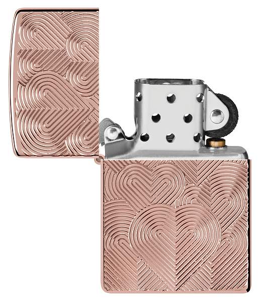 Зажигалка ZIPPO Armor® Hearts с покрытием Rose Gold, латунь/сталь, розовое золото, 38x13x57 мм 48919 Zippo, Артикул: 48919 фото №1