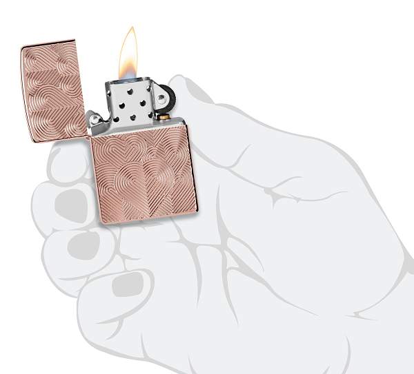 Зажигалка ZIPPO Armor® Hearts с покрытием Rose Gold, латунь/сталь, розовое золото, 38x13x57 мм 48919 Zippo, Артикул: 48919 фото №1