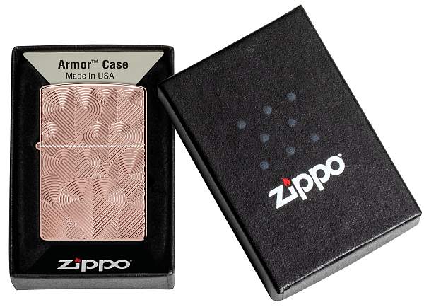Зажигалка ZIPPO Armor® Hearts с покрытием Rose Gold, латунь/сталь, розовое золото, 38x13x57 мм 48919 Zippo, Артикул: 48919 фото №1