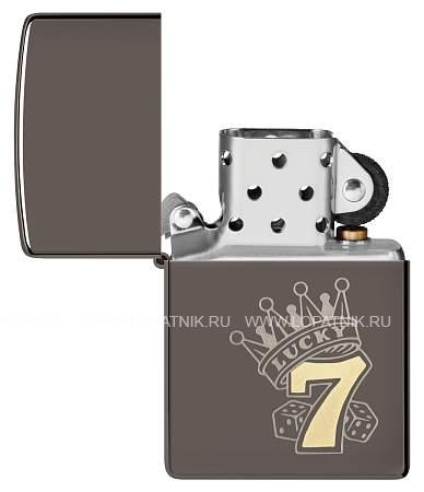 зажигалка zippo lucky 7 design с покрытием black ice®, латунь/сталь, черная, 38x13x57 мм 48913 Zippo