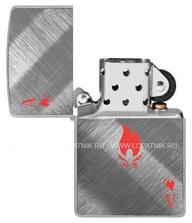 зажигалка zippo ace design с покрытием brushed chrome, латунь/сталь, серебристая, 38x13x57 мм 48451 Zippo