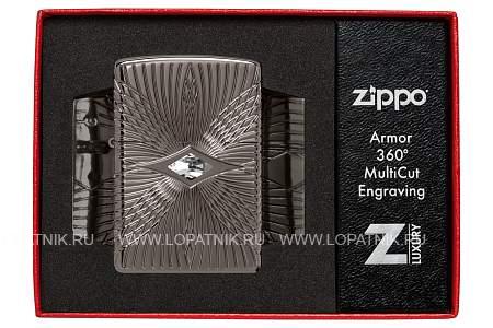 зажигалка zippo armor® с покрытием black ice®, латунь/сталь, чёрная, 38x13x57 мм 49291 Zippo