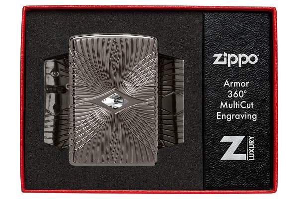 Зажигалка ZIPPO Armor® с покрытием Black Ice®, латунь/сталь, чёрная, 38x13x57 мм 49291 Zippo, Артикул: 49291 фото №1