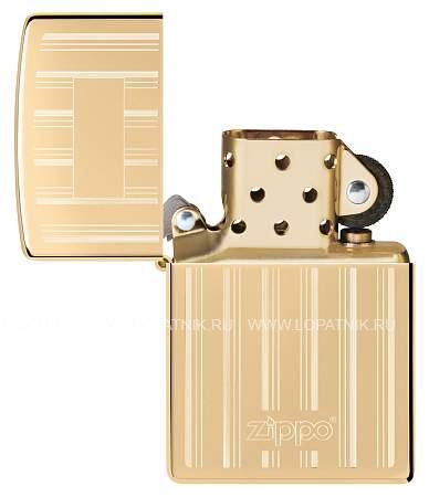 зажигалка zippo classic с покрытием high polish brass, латунь/сталь, золотистая, 38x13x57 мм 46011 Zippo