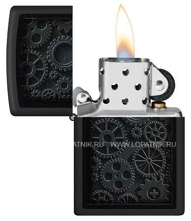 зажигалка zippo steampunk с покрытием black matte, латунь/сталь, черная, матовая, 38x13x57 мм 48999 Zippo
