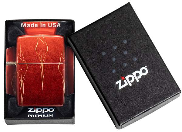 Зажигалка ZIPPO Ombre Flames с покрытием 540 Tumbled Brass, латунь/сталь, разноцветная, 38x13x57 мм 48510 Zippo, Артикул: 48510 фото №1