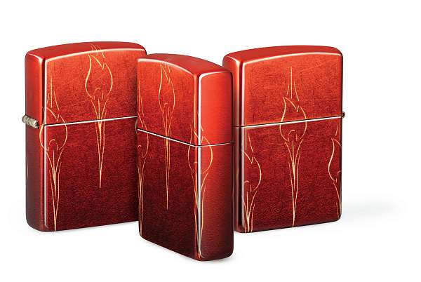 Зажигалка ZIPPO Ombre Flames с покрытием 540 Tumbled Brass, латунь/сталь, разноцветная, 38x13x57 мм 48510 Zippo, Артикул: 48510 фото №1