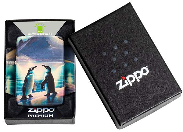 Зажигалка ZIPPO Penguin с покрытием Glow In The Dark Green, латунь/сталь, разноцветная, 38x13x57 мм 46014 Zippo, Артикул: 46014 фото №1
