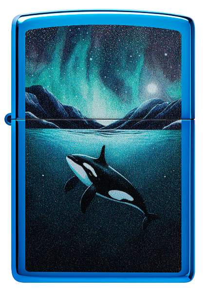 Зажигалка ZIPPO Whale с покрытием High Polish Blue, латунь/сталь, синяя, глянцевая, 38x13x57 мм 48984 Zippo, Артикул: 48984 фото №1