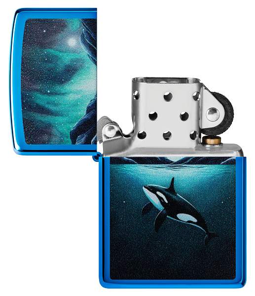 Зажигалка ZIPPO Whale с покрытием High Polish Blue, латунь/сталь, синяя, глянцевая, 38x13x57 мм 48984 Zippo, Артикул: 48984 фото №1
