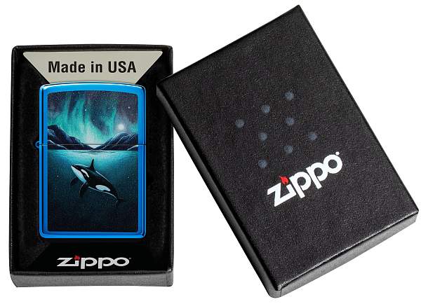Зажигалка ZIPPO Whale с покрытием High Polish Blue, латунь/сталь, синяя, глянцевая, 38x13x57 мм 48984 Zippo, Артикул: 48984 фото №1