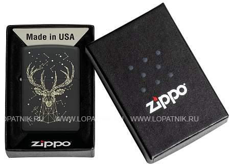 зажигалка zippo deer с покрытием black matte, латунь/сталь, черная, матовая, 38x13x57 мм 48385 Zippo