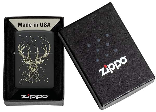 Зажигалка ZIPPO Deer с покрытием Black Matte, латунь/сталь, черная, матовая, 38x13x57 мм 48385 Zippo, Артикул: 48385 фото №1