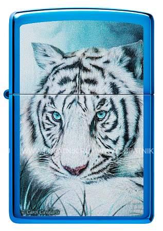 зажигалка zippo white tiger с покрытием high polish blue, латунь/сталь, синяя, 38x13x57 мм 48951 Zippo