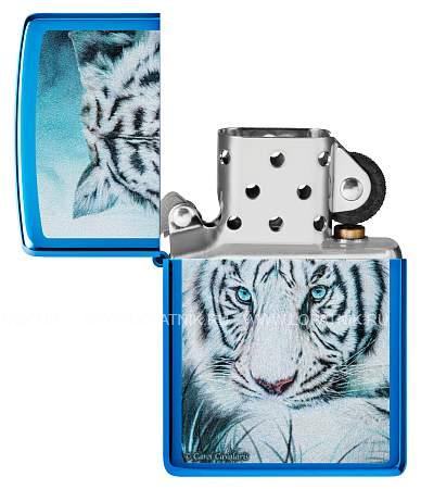 зажигалка zippo white tiger с покрытием high polish blue, латунь/сталь, синяя, 38x13x57 мм 48951 Zippo
